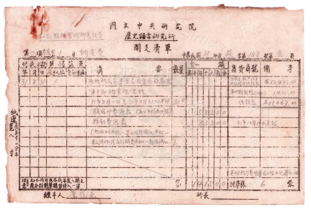 馬學良的田野帳單